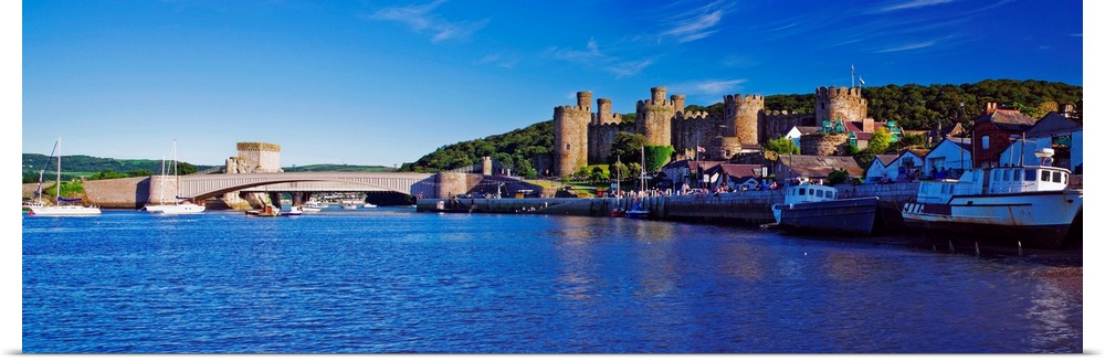 View of the harbour and the Unesco listed Castle of Conwy.