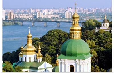 Ukraine, Kiev, St Michael Monastery, bell tower and golden domes