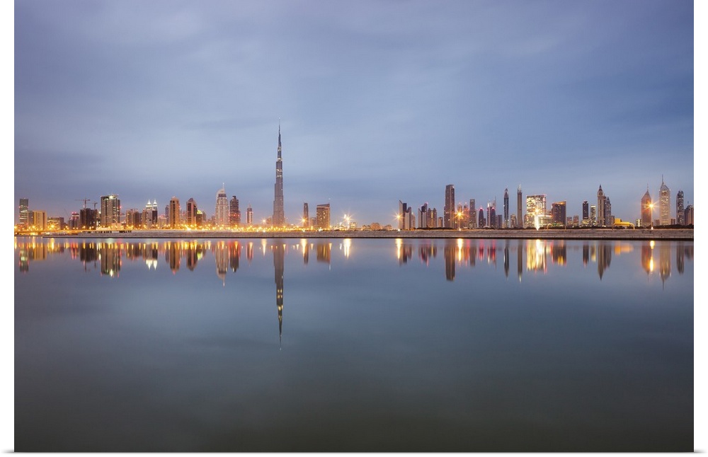 United Arab Emirates, Dubai, Dubai City, City skyline in the early morning light.