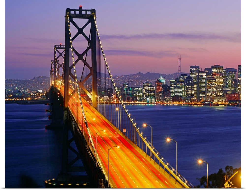 United States, California, San Francisco, Bay Bridge and Downtown in background