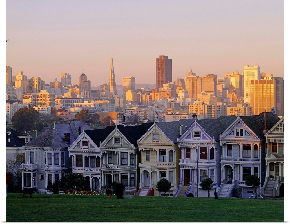 United States, California, San Francisco, Downtown and Victorian Houses