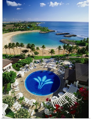 United States, Hawaii, Oahu island, Ko Olina Resort, swimming pool and beach