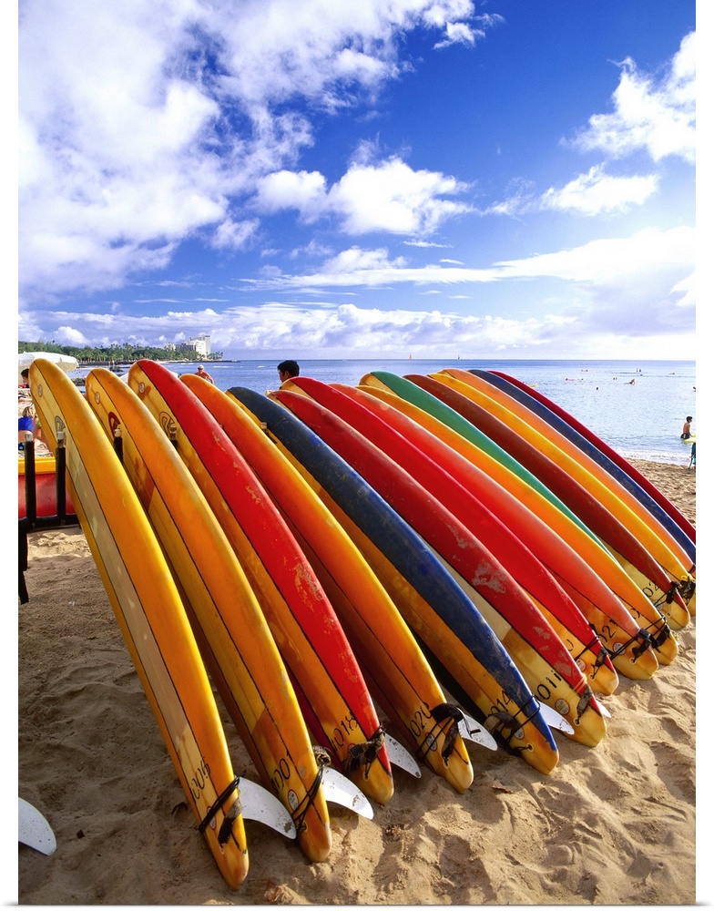 United States, Hawaii, Waikiki beach, surfboards