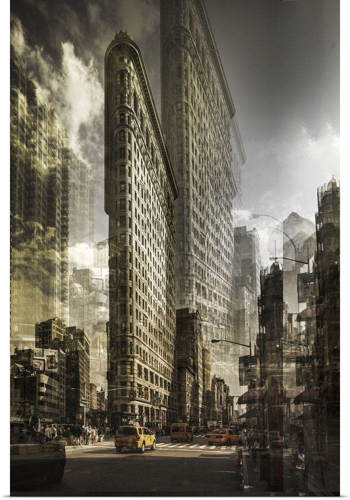 United States, New York City, Manhattan, Flatiron District, Flatiron Building, Multi-exposures.