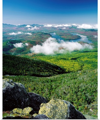 US, New York State, Adirondack State Park, Lake Placid, view from Whiteface Mount