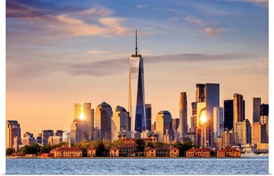 USA, New York City, View Towards The One World Trade Center, Freedom Tower, Sunrise