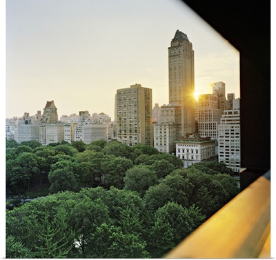 USA, NYC, Central Park, Manhattan, Overhead view of Central Park at dusk