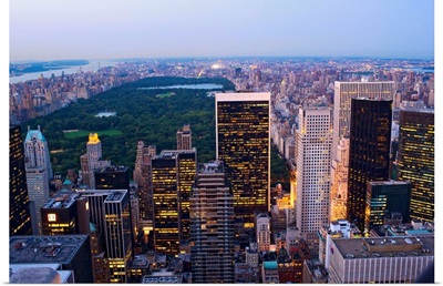 USA, NYC, Manhattan, View towards Central Park from the Top of Rockfeller Center