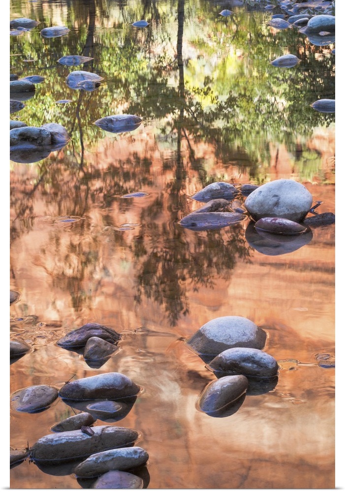 USA, Utah, Zion National Park, Reflections at the Virgin River Narrows.