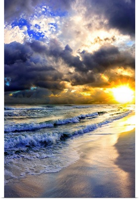 Amazing-Sunset-On-Canvas-Blue-Ocean-Skyscape-