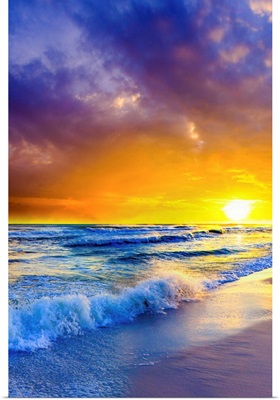 Beach-Sunset-On-Canvas-Orange-Purple-Ocean-Sunset-