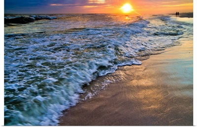 Blue Beach Sunset-Sandy Patterned Shoreline