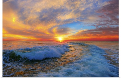 Golden Spiral Ocean Waves Sunset