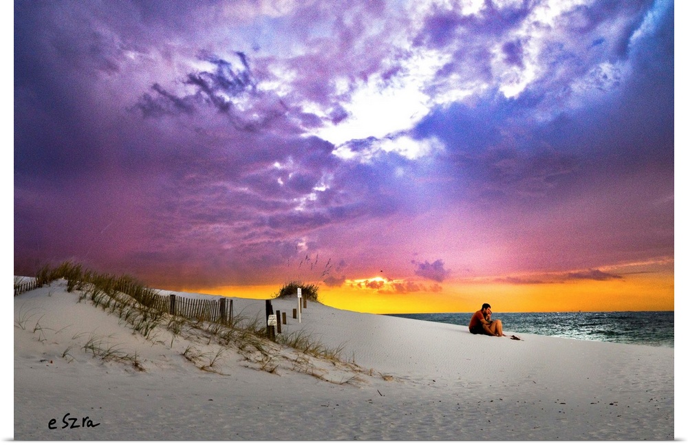 A lovers sunset on a beach in Destin, Florida.
