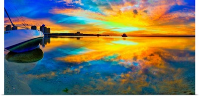 Panoramic-Beach-Sunset-Reflection-Wall- -Print
