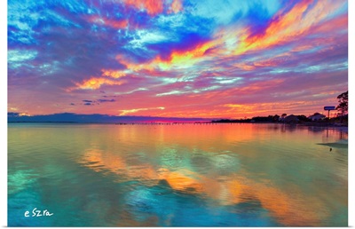 Pink Sunset Sea-Beautiful Sunrise-Cloud Streaks