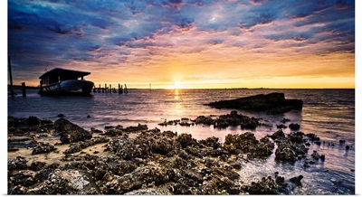 Shipwreck Sea Sunrise-Barnacle Covered Shore