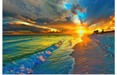 Sunset Seascape  Blue Beach Landscape