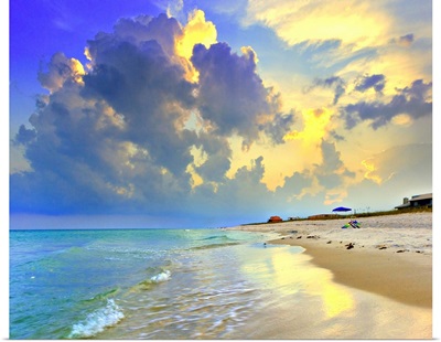 Yellow Blue Seascape Sunset Florida Beach