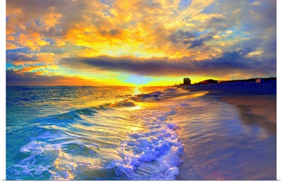 Yellow Sunset Beautiful Beach Sunrise