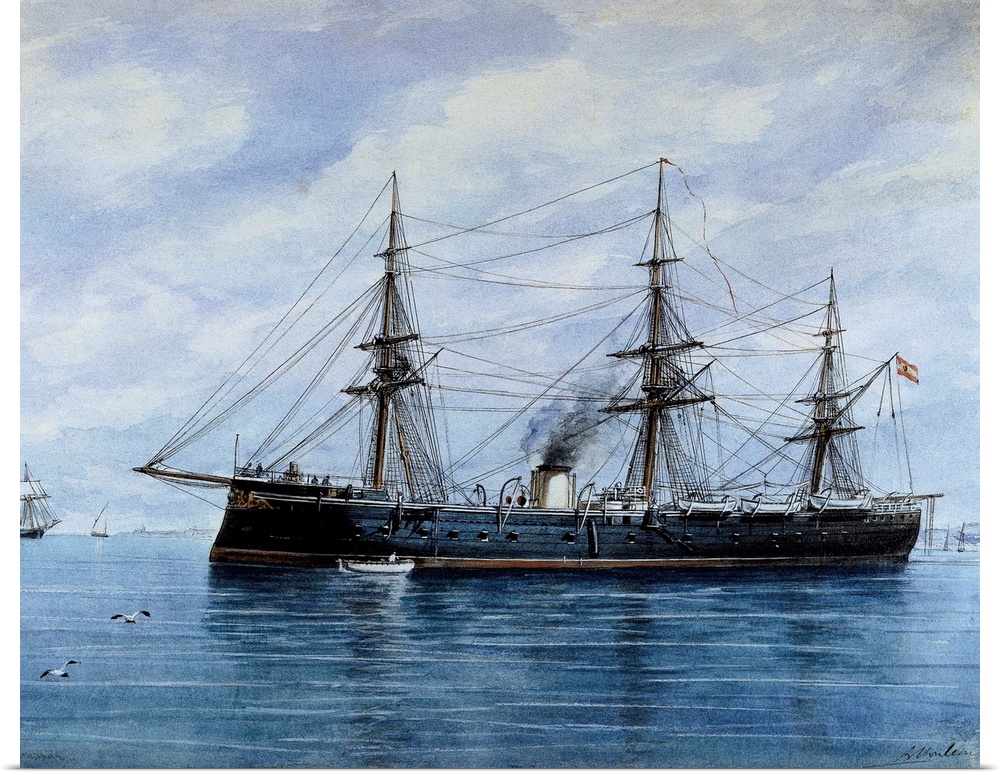 MONLEON Y TORRES, Rafael (1835-1900). Numancia Frigate. Ship built in 1863, it was used in 1870 by Amadeo of Spain to trav...