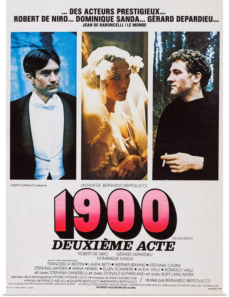 1900, French Poster Art, From Left: Robert De Niro, Dominique Sanda, Gerard Depardieu, 1976.