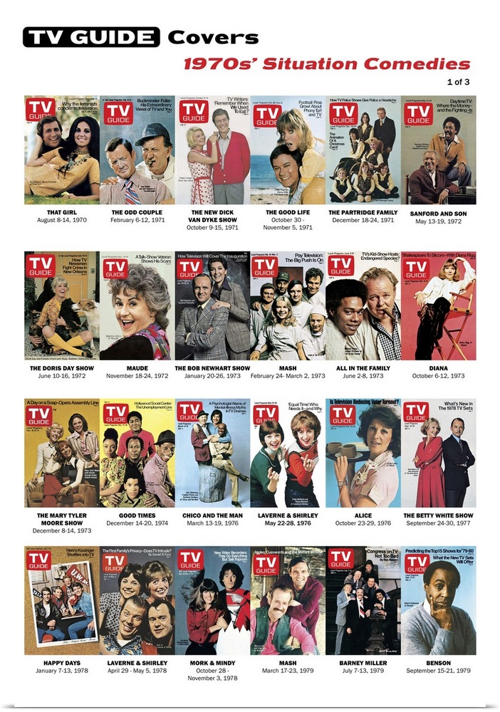 1970s' Situation Comedies #1 of 3, TV Guide Covers Poster, 2020. TV Guide.