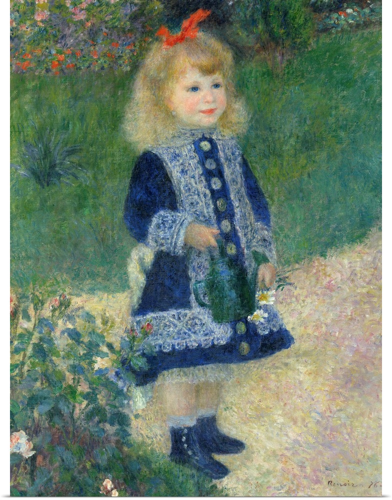 A Girl with a Watering Can, by Auguste Renoir, 1876, French impressionist painting, oil on canvas. This is one of Renoir's...