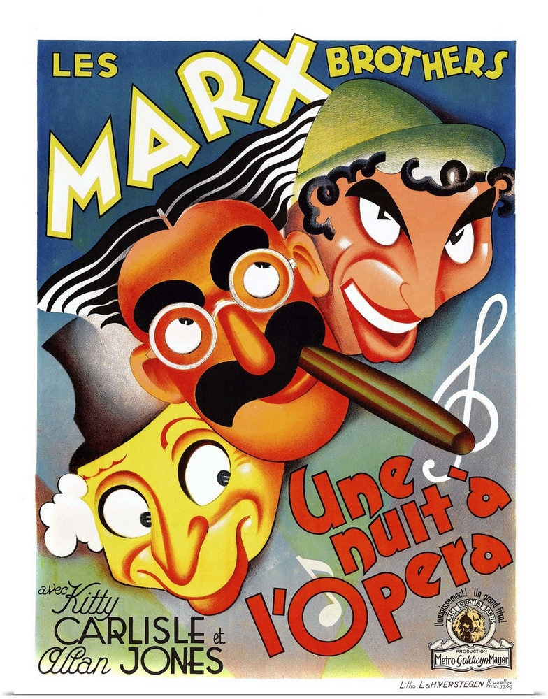 A Night At The Opera, (aka Une Nuit A L'Opera), From Left On Belgian Poster Art: Harpo Marx, Groucho Marx, Chico Marx, 1935.