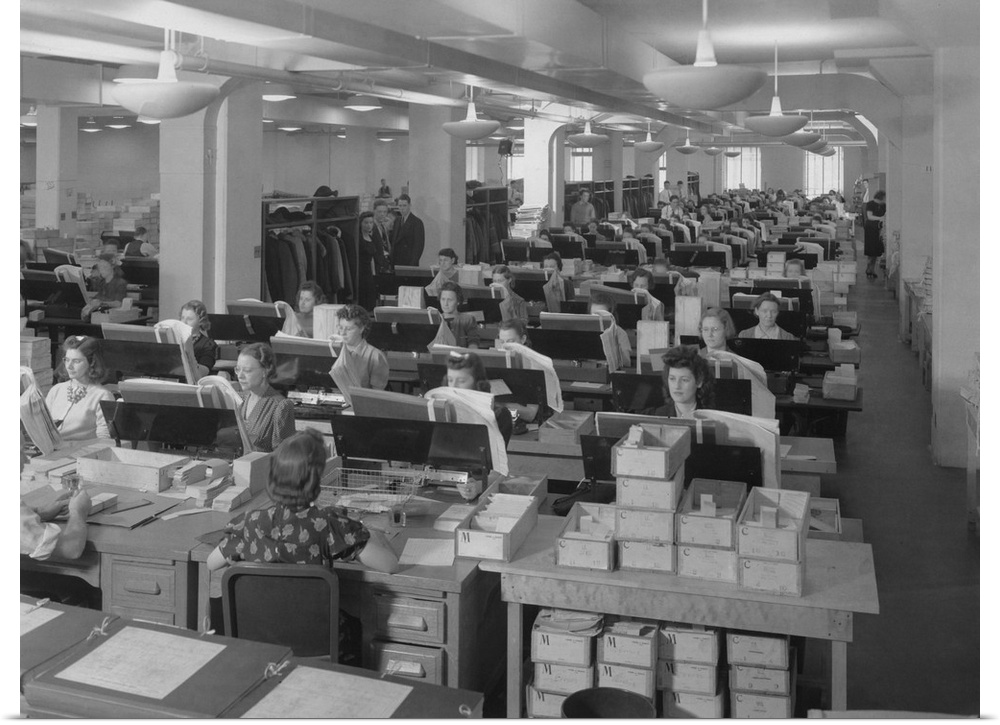 A room full of women Card Punch Operators working on the 1940 census.