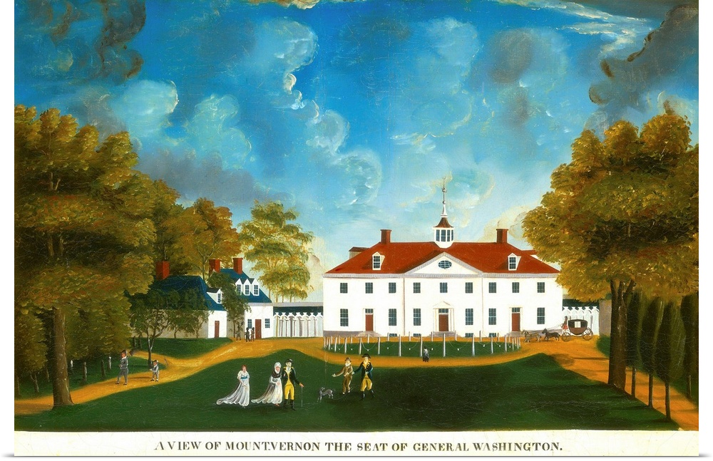 A View of Mount Vernon, by Anonymous painter, 1792 or after. The plantation house of George Washington as painted by an un...