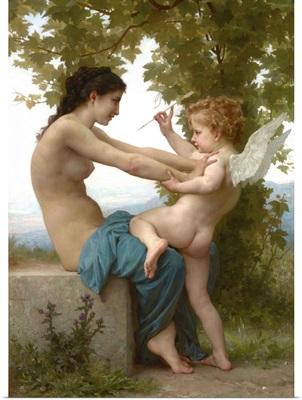 A Young Girl Defending Herself against Eros, 1880, French painting