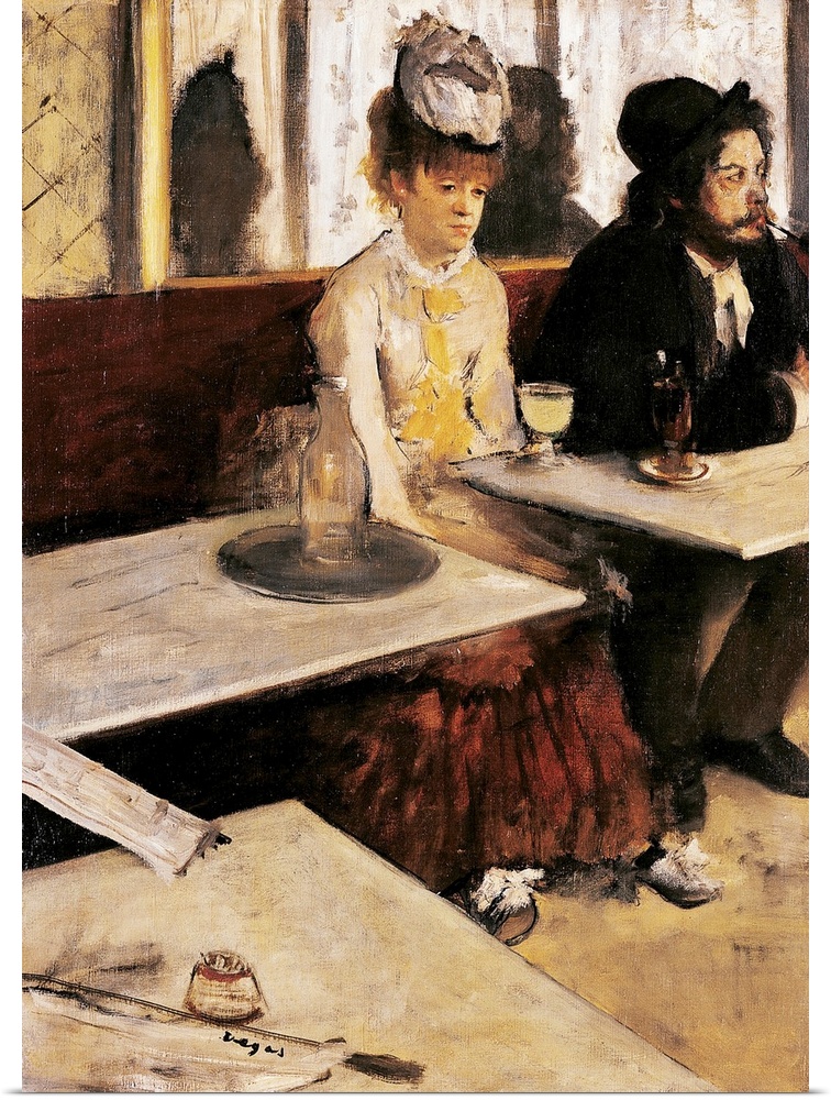 The Absinthe Absinthe drinker, by Edgar Degas, 1876, 19th Century, originally oil on canvas.