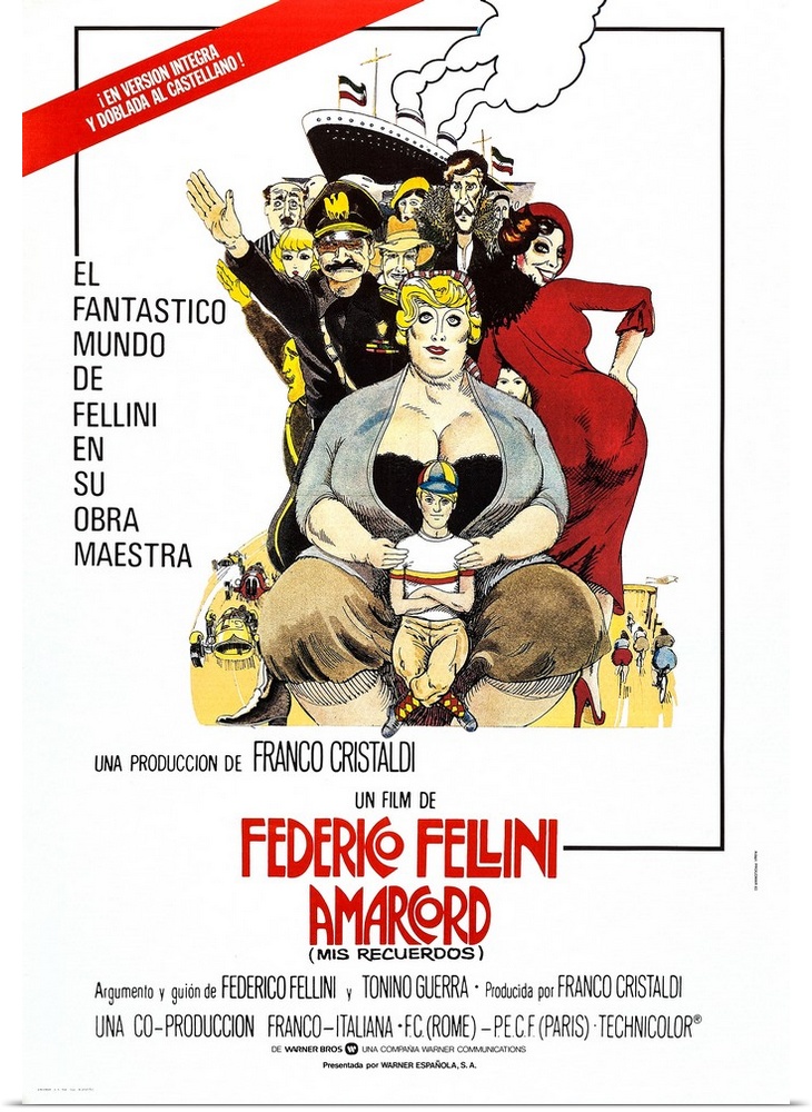 Amarcord, Spanish Language Poster Art, 1973.