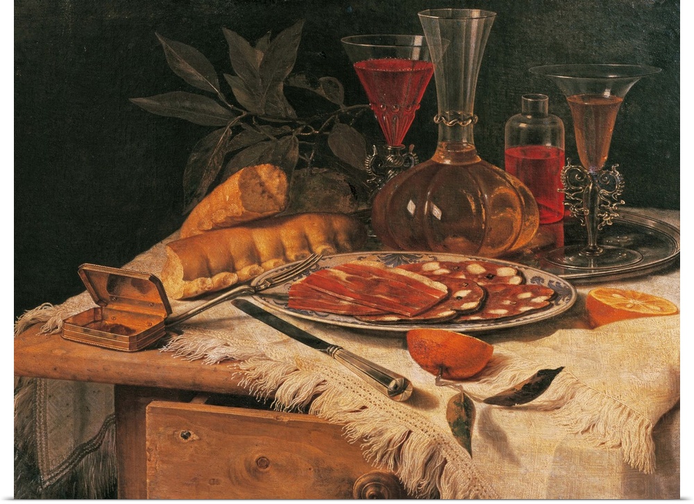 An Elegant Snack, by Christian Berentz, 1717, 18th Century, oil on canvas, - Italy, Lazio, Rome, Palazzo Corsini, National...