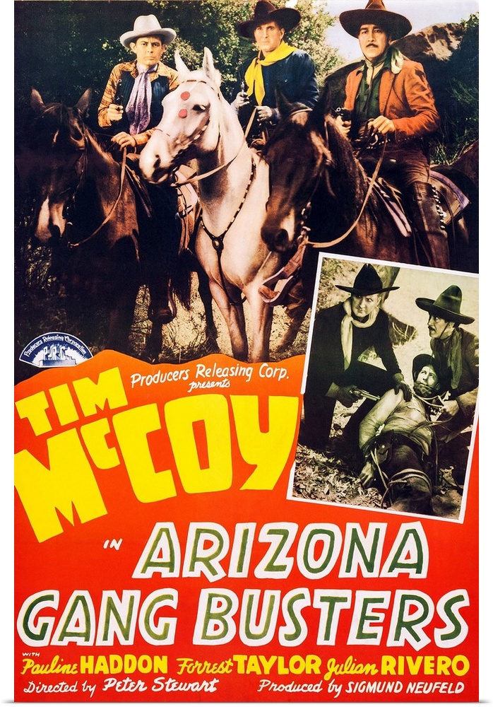 Arizona Gang Busters, US Poster Art, Top Center And Left Inset: Tim Mccoy; Top Left And Right Inset: Julian Rivero, 1940.