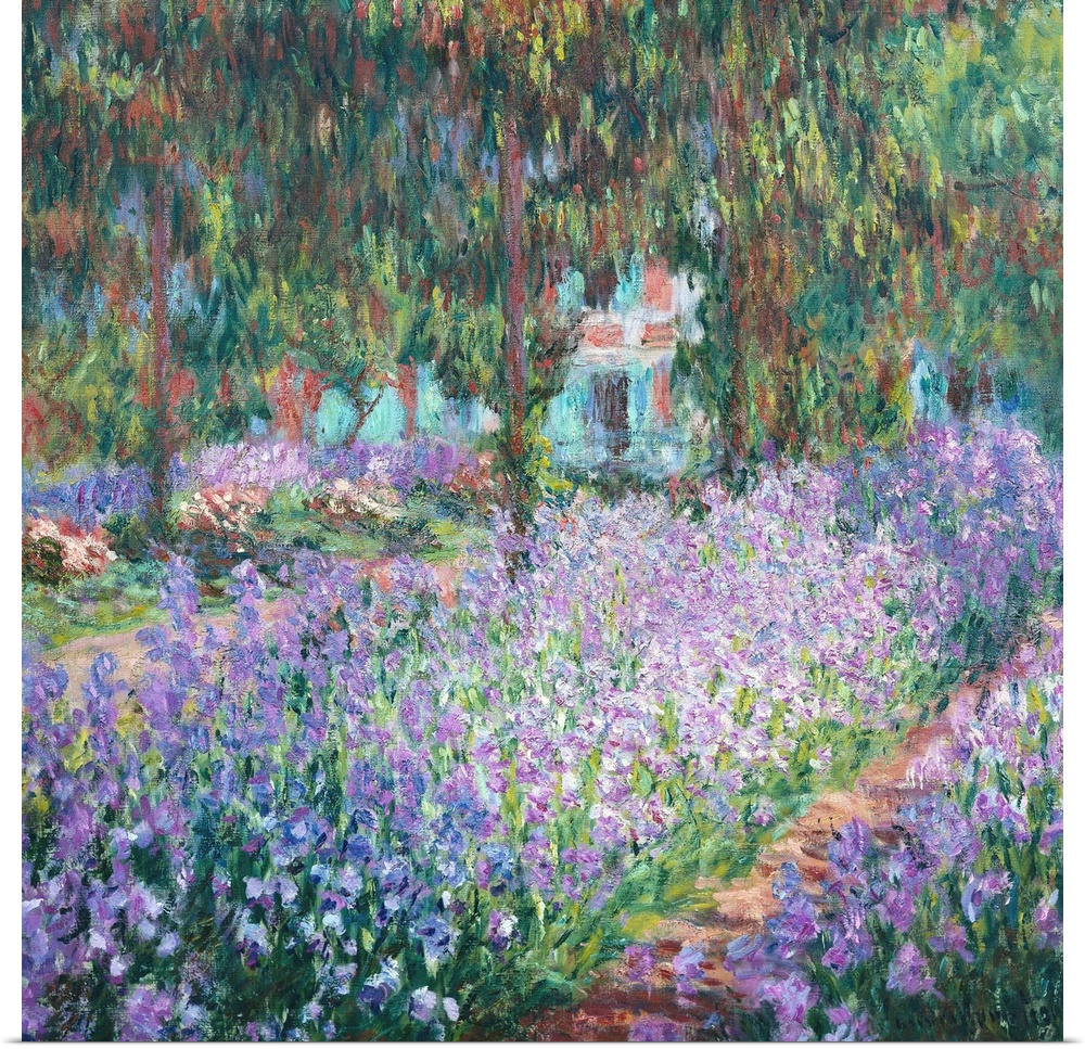 MONET, Claude (1840-1926). The Artist's Garden at Giverny (Le jardin de l'artiste  Giverny). 1900. Right detail. Impressio...
