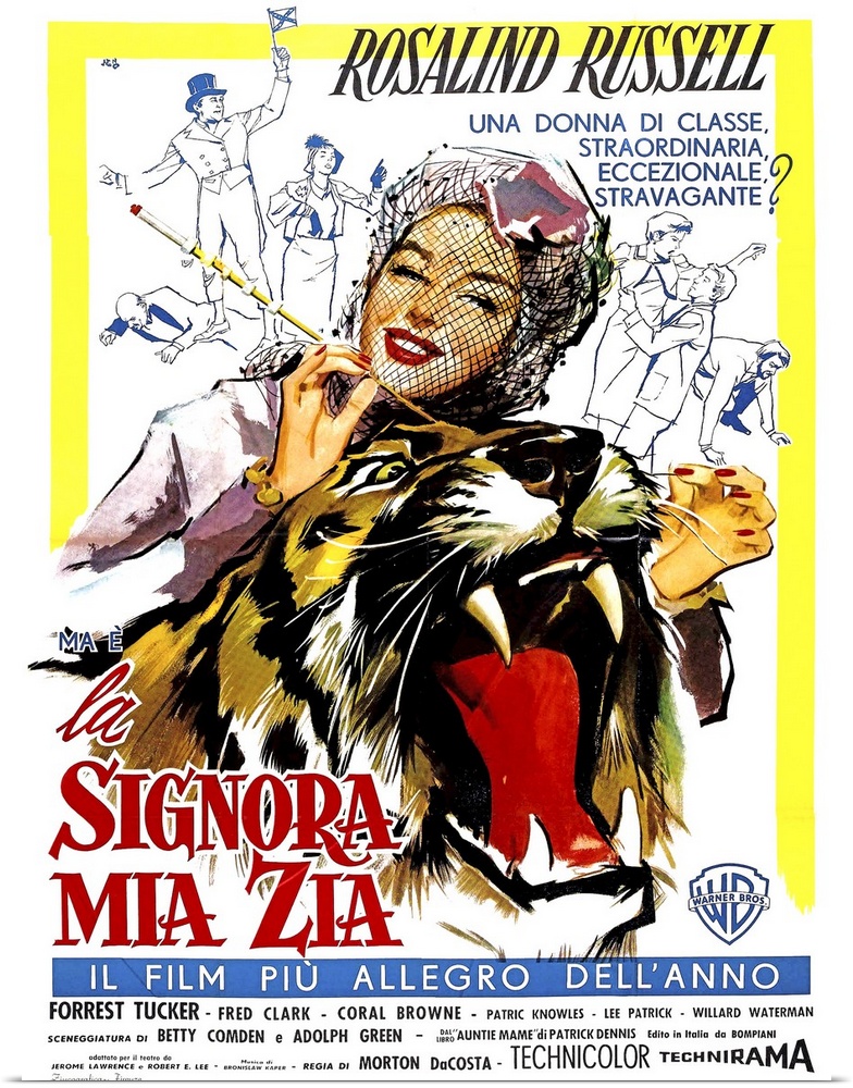 Auntie Mame, (aka La Signora Mia Zia), Italian Poster Art, Rosalind Russell, 1958.