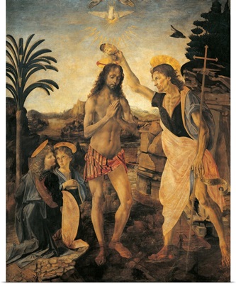 Baptism of Christ, by Andrea Verrocchio, Leonardo da Vinci, 1475-1478
