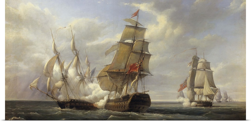 3455 , Pierre Gilbert (1783-1860), French School. Combat between the French Frigate 'La Canonniere' and the English Vessel...