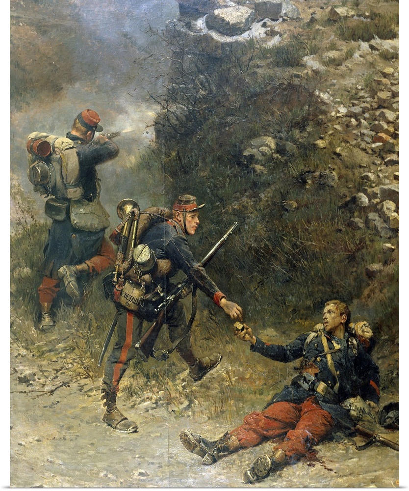 2197 , Edouard Detaille (1848-1912), French School. War of 1870: The Battle of Champigny, the Bottom of the Cartridge Pouc...