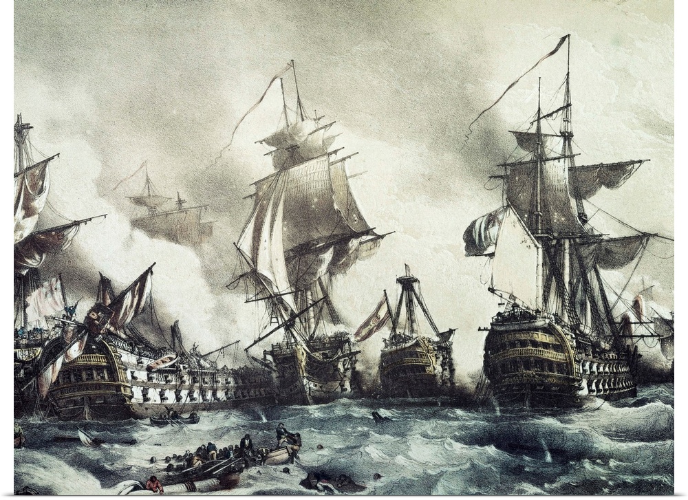 Battle of Trafalgar, 21st October 1805. Engraving. SPAIN. Madrid. National Library. -