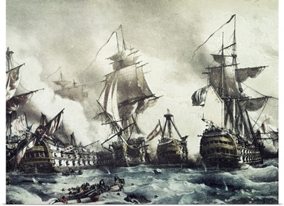 Battle of Trafalgar, October 21, 1805. Engraving. National Library, Madrid