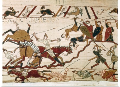 Bayeux Tapestry. 1066-1077. Scene of the Battle of Hastings