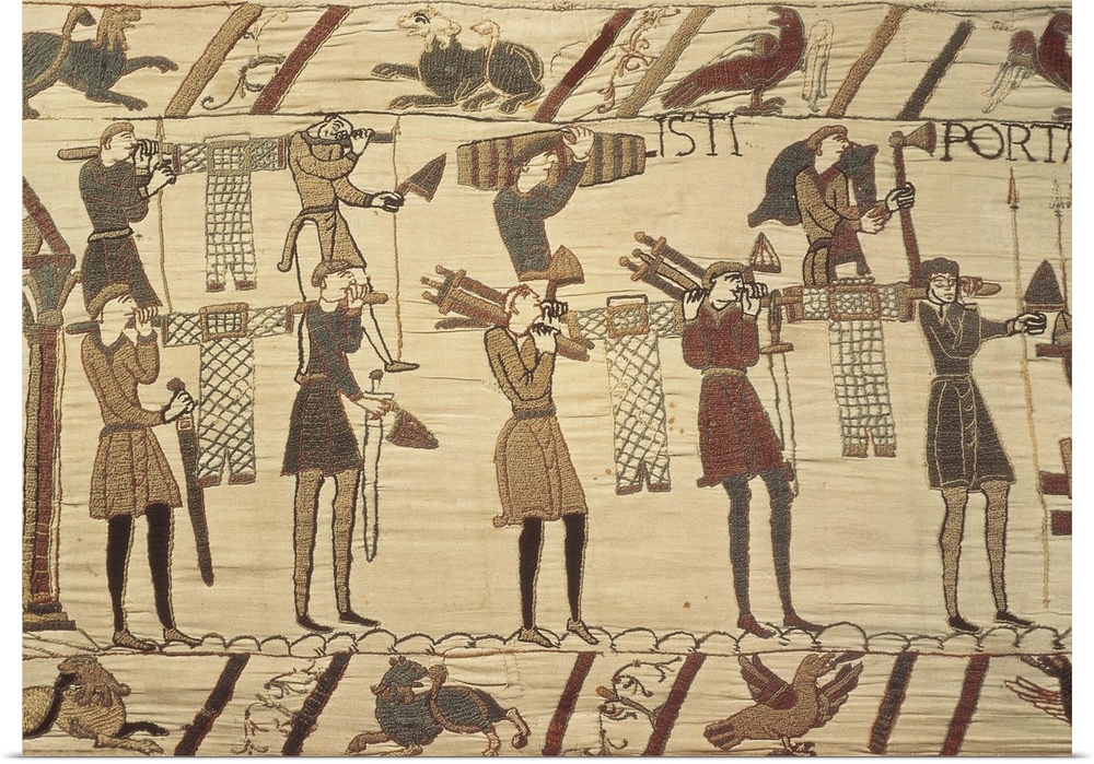 Bayeux Tapestry. 1066-1077. Ttransport of weapon and armours