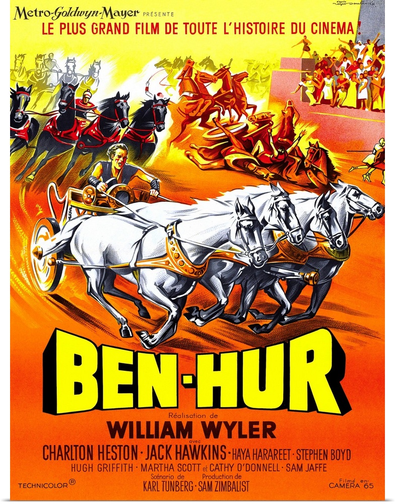 Ben-Hur, Charlton Heston, (French Poster Art), 1959.