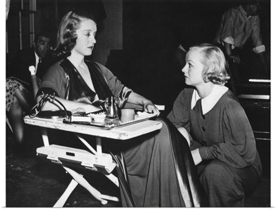 Betty Davis with her stand-in Sally Sage on the set for 'That Certain Woman'