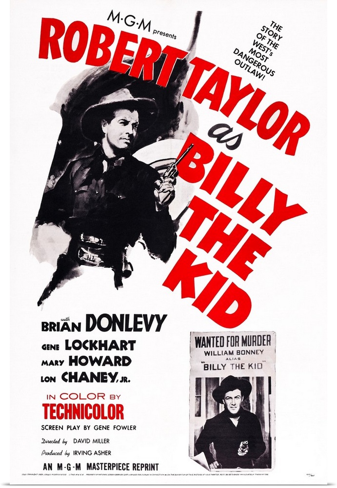 Billy The Kid, US Poster, Robert Taylor, 1941.