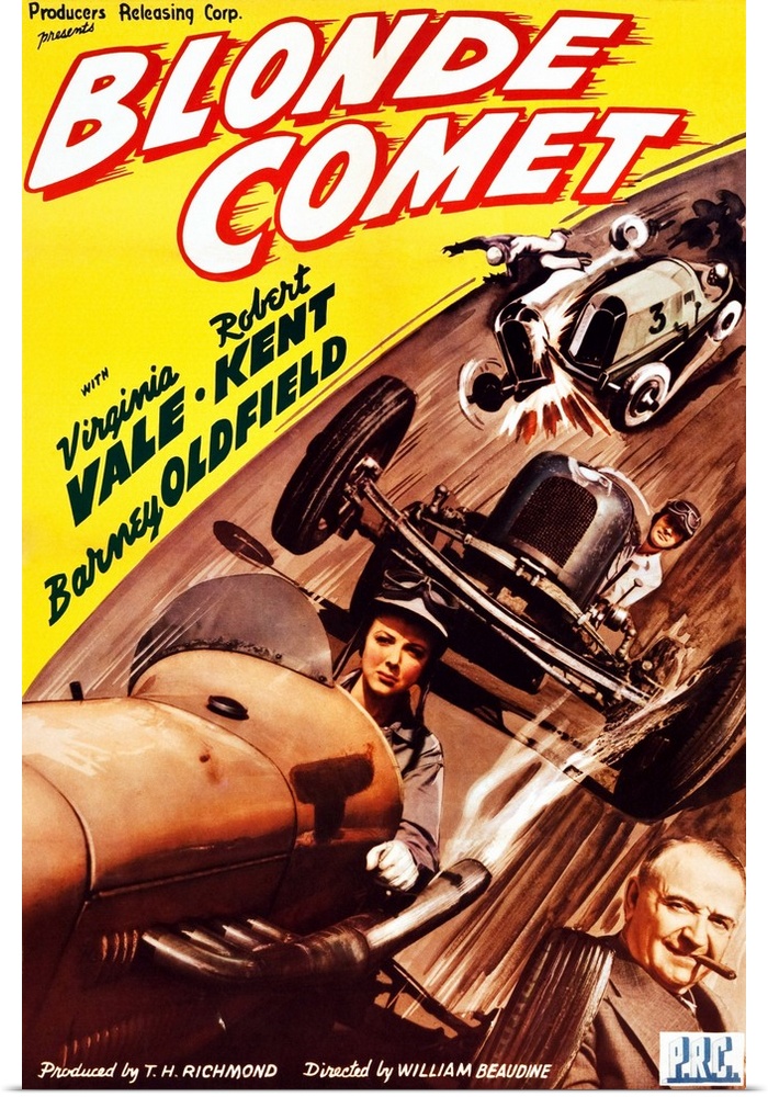 Blonde Comet, L-R: Virginia Vale, Robert Kent Lower Right: Barney Oldfield On Poster Art, 1941.