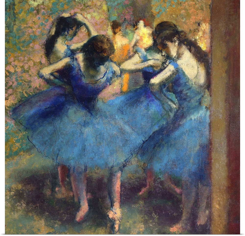 Edgar Degas, French School. Blue Dancers. Oil on canvas, 0.85 x 0.75 m. Paris, musee d'Orsay. c656, Degas Edgar Ec. Fr. Da...